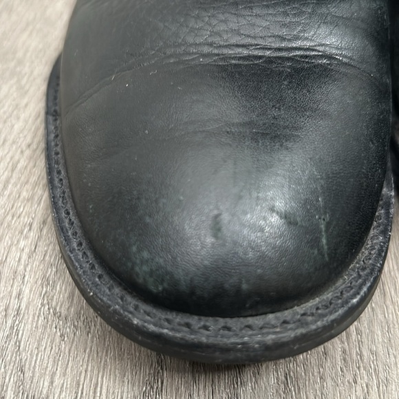 Tory Burch Julian Black Pebble Leather with Gold Emblem Tall Riding Boots Size 7 - Picture 6 of 16